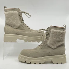 Voile Blanche Size 40 9 Cleofe Italy Gray Suede Shearling Combat Style Boots