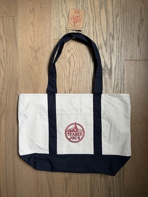 Trader Joe s Canvas Tote Shopping Bag - LARGE CLASSIC NAVY BLUE - NEW with TAGS