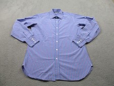 Turnbull Asser Shirt Adult Medium 15 Purple Check Windowpane Button Mens