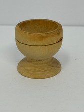 Vintage Hand Turned Mini Wooden Footed Bowl Wood W3