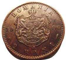 1900 B XF-AU Romania 2 Bani - Rare Condition - Beautiful Copper KM# 27 Carol I