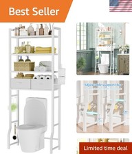 Over Toilet Storage Shelf Bathroom Organizer Metal Shelves 4 Tier White
