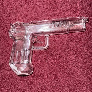 Pistol Smoking Gun Hand Made Glass Bubbler Pipe Clear NEW