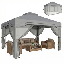 Outsunny 3 x 3.6 m Garden Gazebo with Shelves, UPF50+ Permanent Gazebo