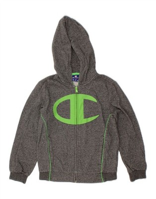 Champion Jungen Grafik Reißverschluss Hoodie Pullover 7-8 Jahre Small grau fleckig CA84
