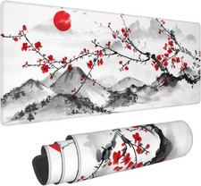 Watercolor Japanese Cherry Blossom Mouse Pad 31.5 X X-Large, Black Red-Cherry