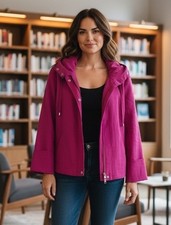 Lafayette 148 New York Size 14 Linen Viscose Blend Zip Up Jacket Fuchsia Lined