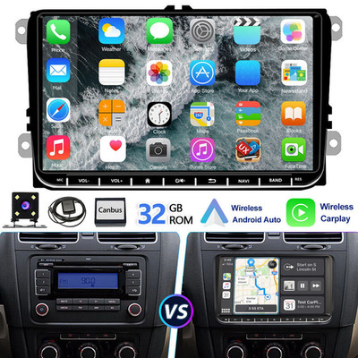 For VW Volkswagen Jetta Passat Carplay 9'' Android 14 Car Stereo Radio GPS 32GB