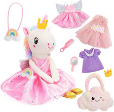 Unicorn Toys for Girls Age 4-6, Soft Stuffed Animals Toy, Dress up Ballerina Dol