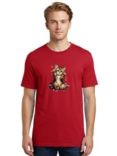Kitten-Playing-With-String Mens Graphic Tee, 100% Cotton, Casual Summer Wear