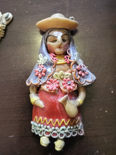 12 Marzipan Weihnachtsschmuck Vintage Figuren Handarbeit Ecuador Brotteig Kunst Lot - Bild 8 von 12