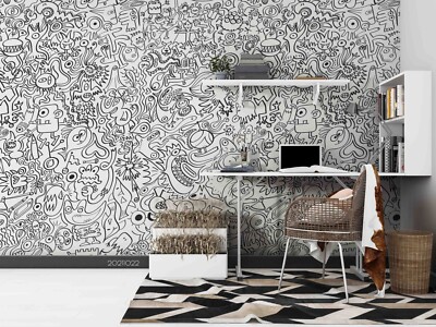 3D Monster Sticky Drawing Graffiti Wallpaper Wall Murals Removable Wallpaper 3