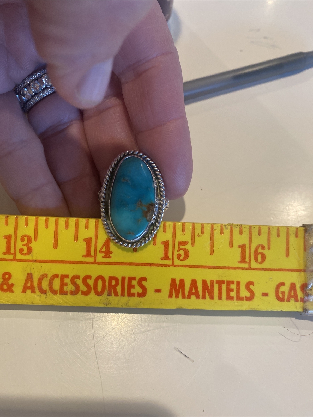 Large Navajo Turquoise Silver Statement Ring Size… - image 14