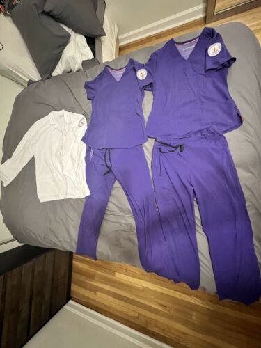 2 sets of scrubs PLUS lab coat Bergen Community C… - image 1