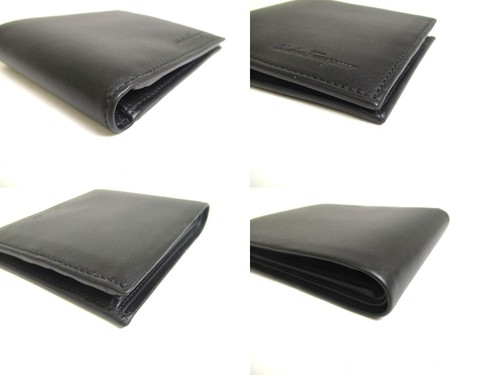 Auth Salvatore Ferragamo Black Leather Bifold Wallet Compact Wallet #a330 - Picture 7 of 12