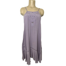 Free People Heat Wave Mini Dress Womens Medium Strappy Back Flutter Hem Lavender
