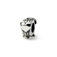 Hearts Kids Bead .925 Sterling Silver Antique Finish Reflection Beads
