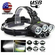 Super Bright LED Zoom Headlamp USB Rechargeable Headlight Head Torch US