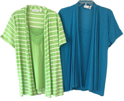 Kim Rodgers Twinset Set of 2 Short Sleeve Sz L Short Sleeve Pull On Women WM2