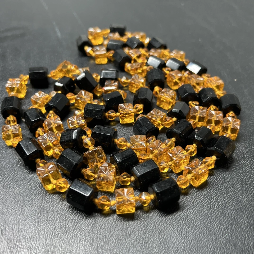 "Collar de cuentas de ónix facetado ámbar báltico pepitas 28""" Foto 3 de 4