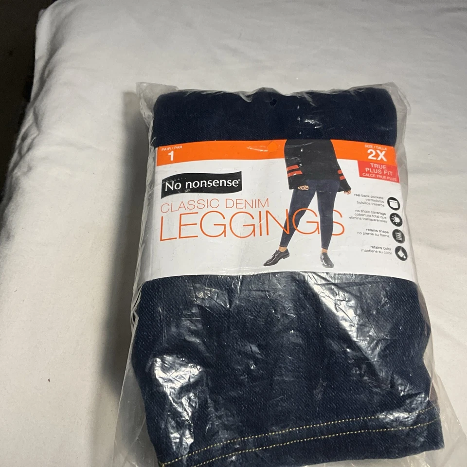 Leggings de mezclilla clásicos para mujer No Nonsense azules talla mediana nuevos sellados Foto 3 de 4