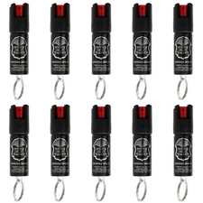 POLICE MAGNUM Bulk Pepper Spray 10 Pack .50oz Mini Keyring Self Defense Safety 