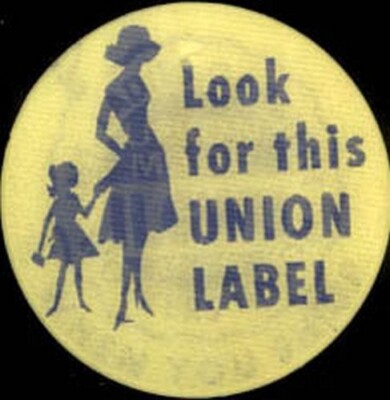 ILGWU AFL-CIO Union Label 1960s VARI-VUE Lenticular Button /Pin
