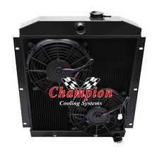 3 Row Dr Champion Black Finish Radiator 2 12 Fans For 1947 - 1954 Chevy Truck