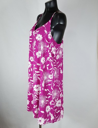 Vince Camuto Sz M Dress Hawaiian Spaghetti Strap Razorback Pink White Floral - Picture 4 of 8
