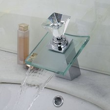 Chrome Bathroom Faucet Waterfall Spout Deck Mount Single Handle Brass Mixer Taps