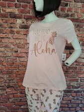 Womens Pyjama Set Pink Pinapple Themed Size 12/14 NWT
