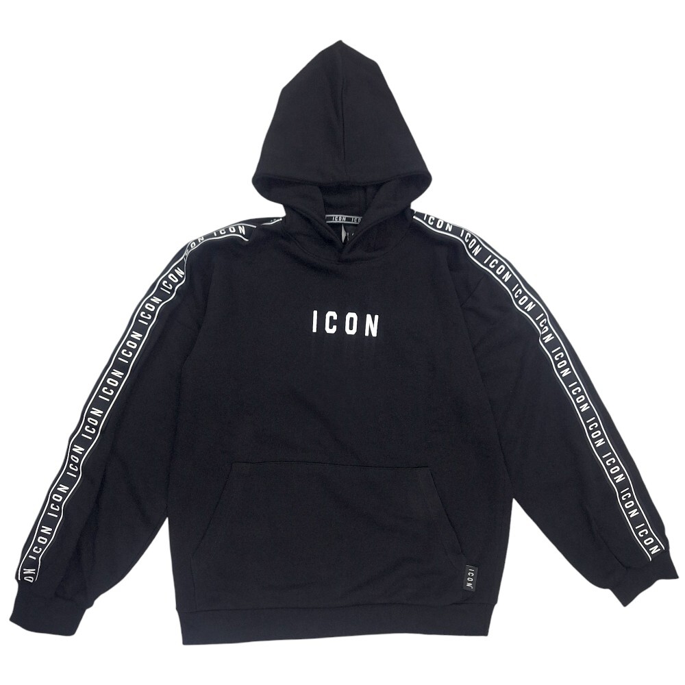 Sudadera Negra Con Capucha ICON En Las Mangas Y Espalda IU9103F OFERTAS
