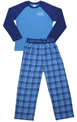 Boys Personalised Check Pyjamas Lounge Wear Teens 8 - 15 Yrs - Picture 6 of 8