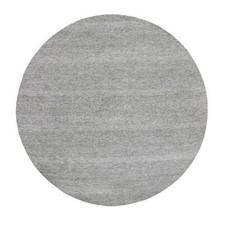 11' x 11' Storm Gray Grass Design Undyed Wool Hand Knotted Round Rug R79584