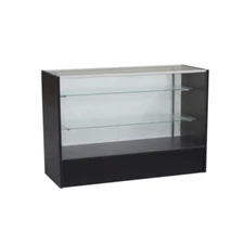 Black Wood Full Vision Display 60 Inch Showcase with Adjustable Shelving