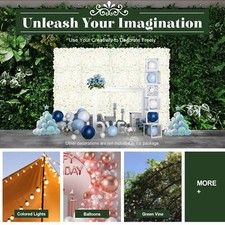 20x Artificial Flower Wall Panel Floral Backdrop White Wedding Party Home Decor