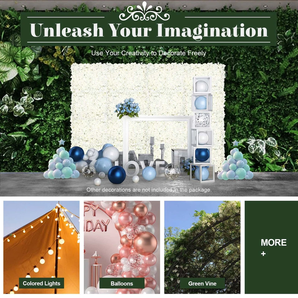 20 Piezas Seda Artificial Hortensia Flor Paneles de Pared Boda Telones de Fondo Alfombrillas Blanco Foto 4 de 4