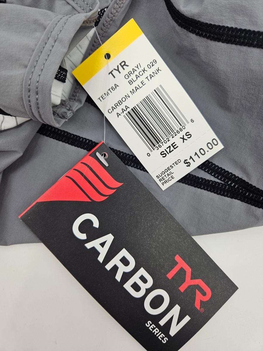 TYR Carbon Tri Tank Mens XS Gray Black Triathlon Shirt for sale