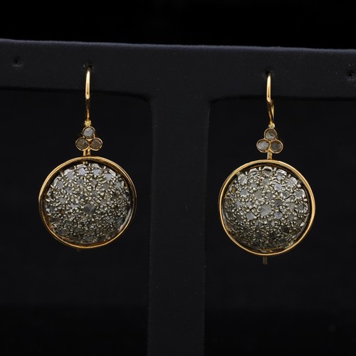 Pendientes Vintage De Oro Rosa 9KT Con Diamantes 1.10 CT Naturales No Tratados