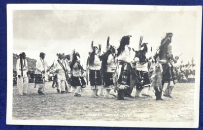 1920s Zuni Pueblo Harvest Dance Native American New Mexico RPPC Photo - Image 1 of 3
