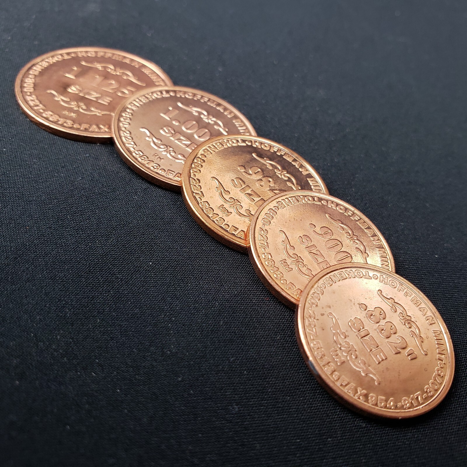 5 Hoffman Mint Salesman Sample Pack Zinc Token 1.125