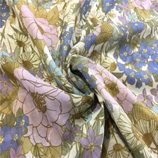 65 Silk 35 Cotton 12 Momme Thin Fabric floral print 53" wide by the yard JJ007