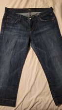 7 FOR ALL MANKIND DOJO Women Size 28 Cropped Denim Blue Jeans Made In USA