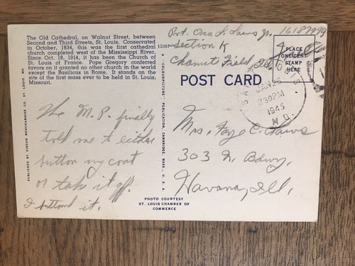 Stara katedra św. Ludwika Missouri pocztówka - Zdjęcie 2 z 2