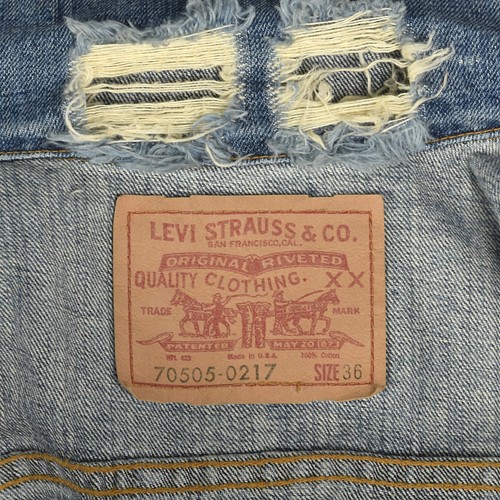 XXS 2000s Levis LVC Cotton Denim Vest Pockets Belt Loops Halloween Horror Print - Imagen 10 de 10