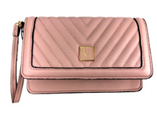 VICTORIA'S SECRET V-QUILT WRISTLET CLUTCH WALLET FAUX LEATHER PURSE PHONE CASE