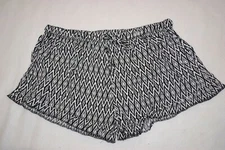 Womens Sleep Shorts BLACK WHITE ABSTRACT DIAMOND Rayon SIZE S M L XL 1X 