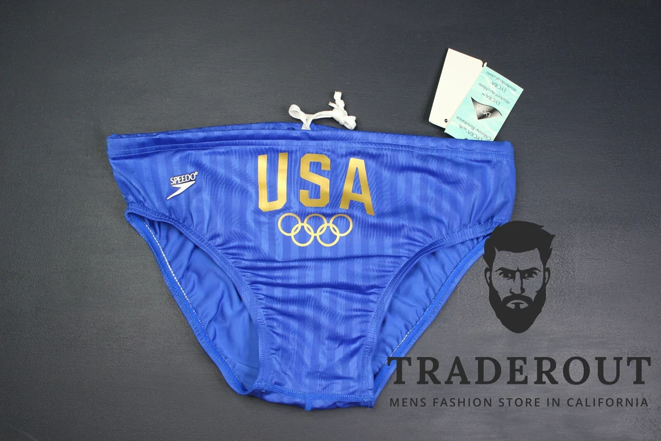 H.E.Arts EE. UU. Logo Estampado Personalizado Speedo Hombres Azul Aquablade Natación Calzoncillo Talla 36 Foto 2 de 4