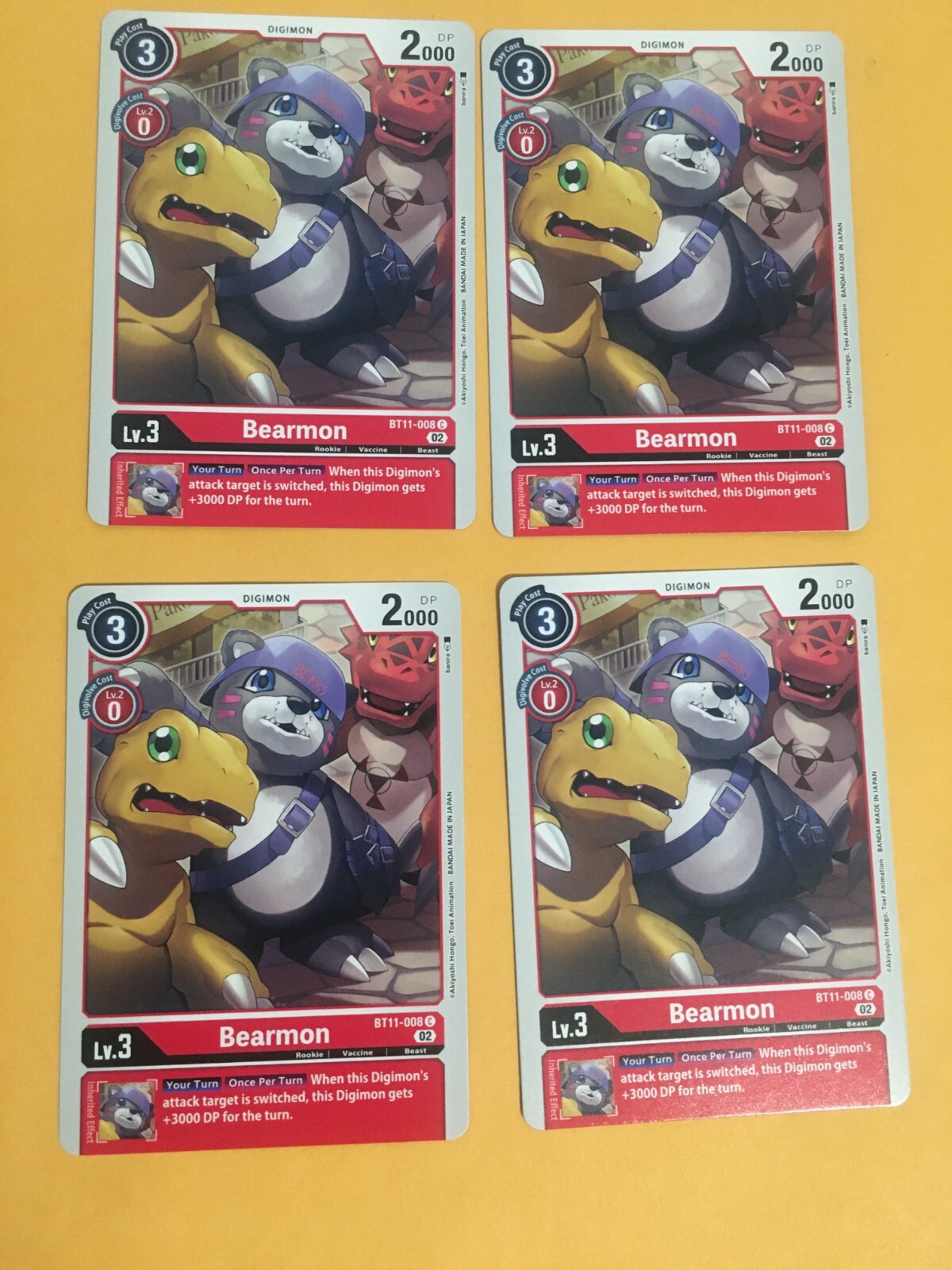 4x Bearmon BT11-008 C (Playset) Digimon CCG | Dimensional Phase Near Mint