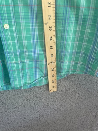 Roundtree & Yorke Mens Large- Blue Plaid No Iron Dress Shirt - Picture 4 of 7
